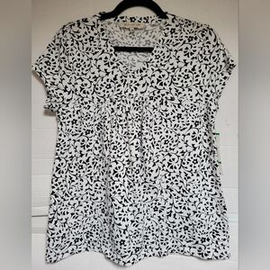 Jones New York Black and White Vine Print Tunic Top